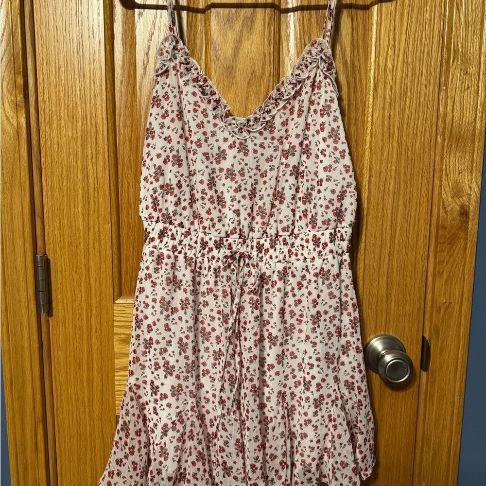 Francesca's Collections Floral Jumpsuit - Red and White